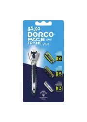 دوركو بيس تراي مي ماكينة حلاقة مع خرطوش - أزرق 4 قطع