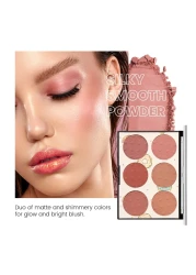 KYDA6 Colors Face Blush Palette Matte Shimmer Blush Palette Smooth Blendable Powder Blush Contour Highlighter Blush Multiuse Makeup PaletteSet A