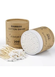 Bamboo Cotton Swabs 400 count Organic Cotton Swab Round Tips Natural Wooden Cotton Buds for Ears Double Heads Ear Sticks Travel Makeup Remover
