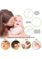 Baby Cotton Swabs Organic ChlorineFree Safety Swabs for Kids or Newborn Babies 100 Biodegradable Gentle Baby Qtips CrueltyFree Hypoallergenic Children Cotton Buds 4 packs of 55 ct Total 220