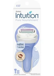 Schick Intuition Pure Nourishment Razors for Women 1 Razor 2 Intuition Razor Blades Refill with Organic Cocoa Butter