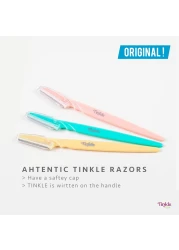 Dorco Tinkle Eyebrow Razor 3 Pack Hair Trimmer Dermaplane Tool Facial Razor with Safety Cover for Fine Hair Removal Perfect Beauty Gift Gift Set Spa Day