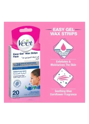 Veet Easy Gel Body And Legs Wax Strips Pack of 20 With Face Wax Strips White Pack of 20
