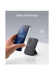 Anker Magnetic Wireless Power Bank With Foldable Stand, MagGo 5000 mAh, 7.5W Magnetic Power Bank with USB-C for iPhone 15/14/13/12, Black