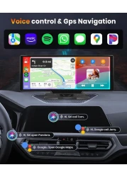 podofo 10.26 Touchscreen Portable Wireless Apple Carplay Car Stereo, Portable Car Screen Compatible with Bluetooth Hands-Free/GPS Navigation/Siri Assistant/Voice Control,7V-32V Suit for All Vehicles
