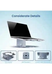 Remson Aluminum Laptop Stand Holder for Desk, 360 Rotating Aluminum Base, Compatible for MacBook12/13, MacBook Pro 13/15, MacBook Air 13, Lenovo, HP, Dell, Samsung and More Laptops from 13" - 17"