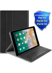 Ntech Keyboard Case For New iPad 8Th Gen (2020) / 7Th Generation (2019) 10.2 Inch, Soft TPU Back Stand Cover With Pencil Holder, Magnetically Detachable Wireless Bluetooth Keyboard, Black Ntech