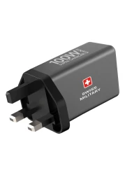 Swiss Military GaNII USB-C Charger Black 100 W With USB-C To USB-C Charging Cable Black 100W
