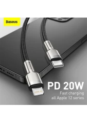 Baseus USB-C to Lightning Fast Charging Data Transfer Cable Type-C PD 20W Cafule Series Fast Power Delivery 2m Black