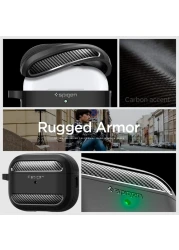 Spigen Rugged Armor designed for Airpods Pro 2nd Generation case (2022) Airpods Pro 2 case cover with Carabiner - Matte Black
