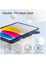 HYX Case For iPad 10 (10.9-Inch, 2022 Model, 10th Generation) with Pencil Holder, Slim Tablet Cover with Soft TPU Back, Auto Wake/Sleep Blue