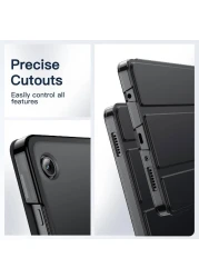 Case For Samsung Galaxy Tab A9 8.7 Inch, Slim Translucent Back Tri-Fold Stand Protective Tablet Cover, Support S Pen Charging, Auto Wake/Sleep (Black)