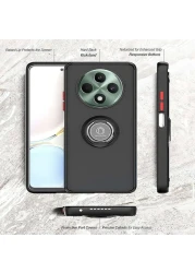 Case for Oppo Reno12 F Case Cover Metal Ring Holder Grip Kickstand Car Magnetic Mount Shockproof Matte Hard Back Bumper Case for Oppo Reno 12F (Green)