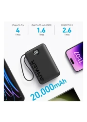 أنكر باوركور باور بانك مع كابل يو أس بي-سي _أسود_ 20000 مللي أمبير 22.5 وات