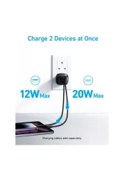 Anker 323 Charger Adapter 33W with USB-C to USB-C Data Sync Charging Cable Black 3ft