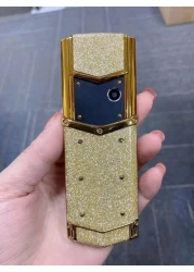 Luxury Vertue Mini Phone V10 &ndash; Unlocked GSM Keypad Cell Phone with Leather Back Cover, Dual SIM, Bluetooth, and Long Battery Life