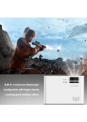 Wownect - مسرح منزلي LED العارض W80 ستاندرد البسيطة الترفيه المنزلي سينما العارض مع 1200 لومينز HD 3D العارض المدمج في مكبرات الصوت (HDMI يو اس بي VGA سماعة AV الصوت SD ميناء)