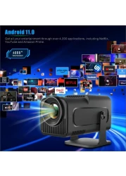 Wownect- HY300 Mini Projector,Auto Keystone Correction, 4K 1080P Support Portable Projector, 150 ANSI Smart Projector with 2.4/5G WiFi