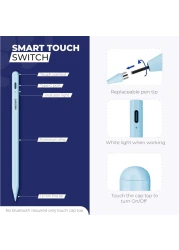 قلم ستايلس لجهاز iPad - قلم آبل لمدة عام مع شاحن سريع وميل لرفض راحة اليد - مرفق مغناطيسي وعمر بطارية طويل - متوافق مع شاشة iPad 2018 وما فوق