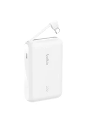 Belkin BoostCharge Power Bank with Integrated Cable White 10000mAh 20W