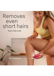 آلة إزالة الشعر Braun Silk-épil 3 SE 3-000 للنساء لإزالة الشعر لفترة طويلة مع 20 ملقط MicroGrip وSmartLight للدقة وسلك للاستخدام المستمر - أبيض