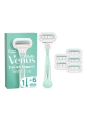 Gillette Venus Deluxe Smooth Sensitive Razor Handle with Cartridges Pack of 6