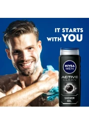 نيڤيا للرجال جل الاستحمام أكتيف كلين تشاركول،، برائحة خشبية، 250 مل عبوة تحتوي على ٣