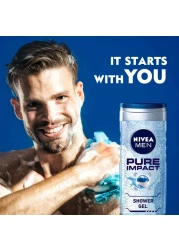 NIVEA MEN 3in1 Shower Gel Pure Impact Fresh Scent 250ml Pack of 3