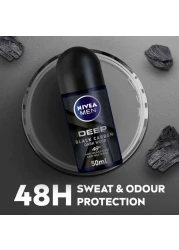 NIVEA MEN Antiperspirant Roll-on for Men DEEP Black Carbon Antibacterial Dark Wood Scent 50ml