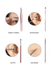 18 قطعة من مجموعة أدوات العناية بالأظافر والباديكير الاحترافية مع مجموعة أدوات قص الأظافر مع إبرة لحب الشباب وتشذيب مبرد الأظافر ومقص شعر الأنف والحواجب للعناية باليدين والقدم والوجه