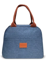 ماهمير شنطة غداء معزولة للرجال والنساء والاطفال مع مقابض حزام، شنطة غداء معزولة بفتحة واسعة وسهلة التنظيف، صندوق غداء معزول للمكتب والعمل والمدرسة والنزهات والسفر، مبرد حراري مانع للتسرب (ازرق)