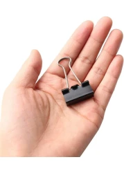 Fitto Binder Clips - Heavy Duty Metal Clamps for Organizing Papers, Files, Office Supplies, and Schoolwork - Durable, Reusable, Ideal for Home, Office, and Classroom Use (12Pcs 25mm, Black)