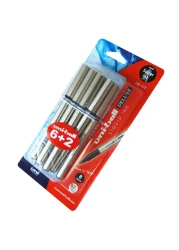 يوني بول قلم حبر سائل فاخر UB177 0.7 ملم، 8 قطع - أزرق وأسود