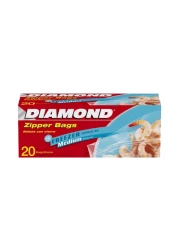 Diamond Freezer Zipper Medium Clear 20 Bags