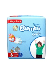 Sanita Bambi Baby Diapers Mega Pack Size 6, XX-Large, +16 KG, 52 Count