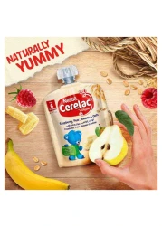 Nestle Cerelac Fruits Puree Pouch, Raspberry, Pear, Banana and Oats, from 6 Months, 90g