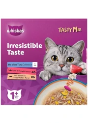 Whiskas Tasty Mix of Tuna Collection in Jelly Food for Cat, 1 Years and above, 70g Pack of 12