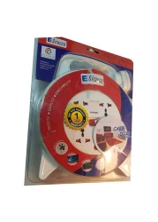 سيروكو بكرة كابل بأربعة اتجاهات ، مقبس تمديد طاقة W3005، أبيض، 5 متر