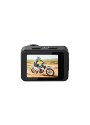 كاميرا Porodo 4K Ultra HD Action مزودة بـ WiFi، شاشة لمس مزدوجة، مقاومة للماء، تثبيت صورة إلكتروني، زاوية رؤية 150°، تصوير 4K@60fps، ولقطات بدقة 24 ميجابكسل.