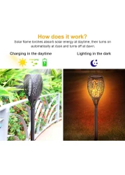 Fitto Solar Torch Lights &ndash; Waterproof Dancing Flames Torches, Outdoor Garden Lights for Yard, Patio, Pathway &amp; Backyard, 4-Pack, Energy-Efficient LED Solar Lights for Lawn, Landscaping &amp; Decor