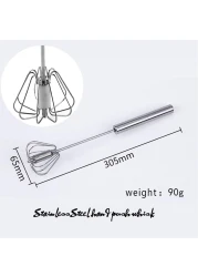 FITTO Stainless Steel Egg Whisk - 12-inch Hand Push Rotary Whisk Blender, Versatile Milk Frother, Efficient Hand Mixer Stirrer for Blending, Whisking, Beating, and Stirring
