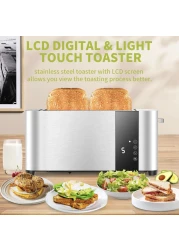 Dealio 2 Slice Toaster Single Slot with Extra-Wide Space Design – Adjustable Temperature Control, Defrost & Reheat Functionsfor Bread, Bagels & Snacks, Stainless Steel