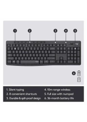 لوجيتك لوحة مفاتيح لاسلكية وفأرة كومبو MK295