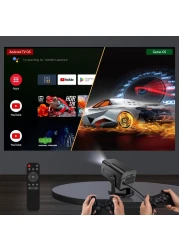 Wownect - HY320 Mini Andorid Portable Projector with Gaming Console 2 in 1 Gaming Projector 1080P Smart Projector FHD 4K Supported Video Projector
