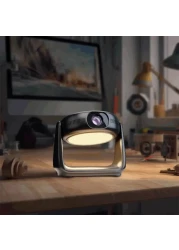 جهاز عرض محمول بدقة 300 Ansi Lumens عالي الدقة مع ذاكرة وصول عشوائي 1 جيجابايت ومساحة تخزين 8 جيجابايت وبطارية مدمجة وإضاءة LCD وجهاز عرض Powerology صغير - أسود