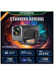 Mini Projector,HY320 Mini 4K 200 ANSI Projector with Wifi 6 and Bluetooth 5, Portable Projector Auto Keystone Correction