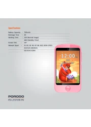 Porodo Kids 4G Smart Phone with SOS Calling, 700mAh Battery, 24H Normal Usage, 48H Standby, 2.8" Display, Child-Friendly Design, Durable Build, Lightweight &amp; Easy to Use - Pink
