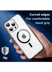 حافظة iPhone 16 Pro Clear MagSafe، حماية من الدرجة العسكرية iPhone16 Pro Max حافظة هاتف واقية مقاومة للصدمات ومغناطيس قوي، مضادة للخدش ومضادة لبصمات الأصابع بدون إطار عدسة، مضادة للاصفرار