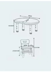 Children Furniture Peanut Shape Desk Set Kindergarten Learning Study Plastic Table and Chair Set for Kids