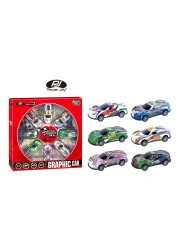 Power Joy Vroom Pullback Graphic Car 8 PCS